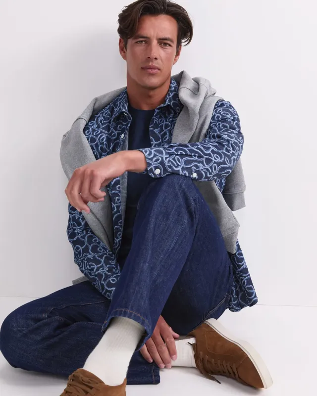 Sportscraft Rope Long Sleeve camicia denim stampa corda