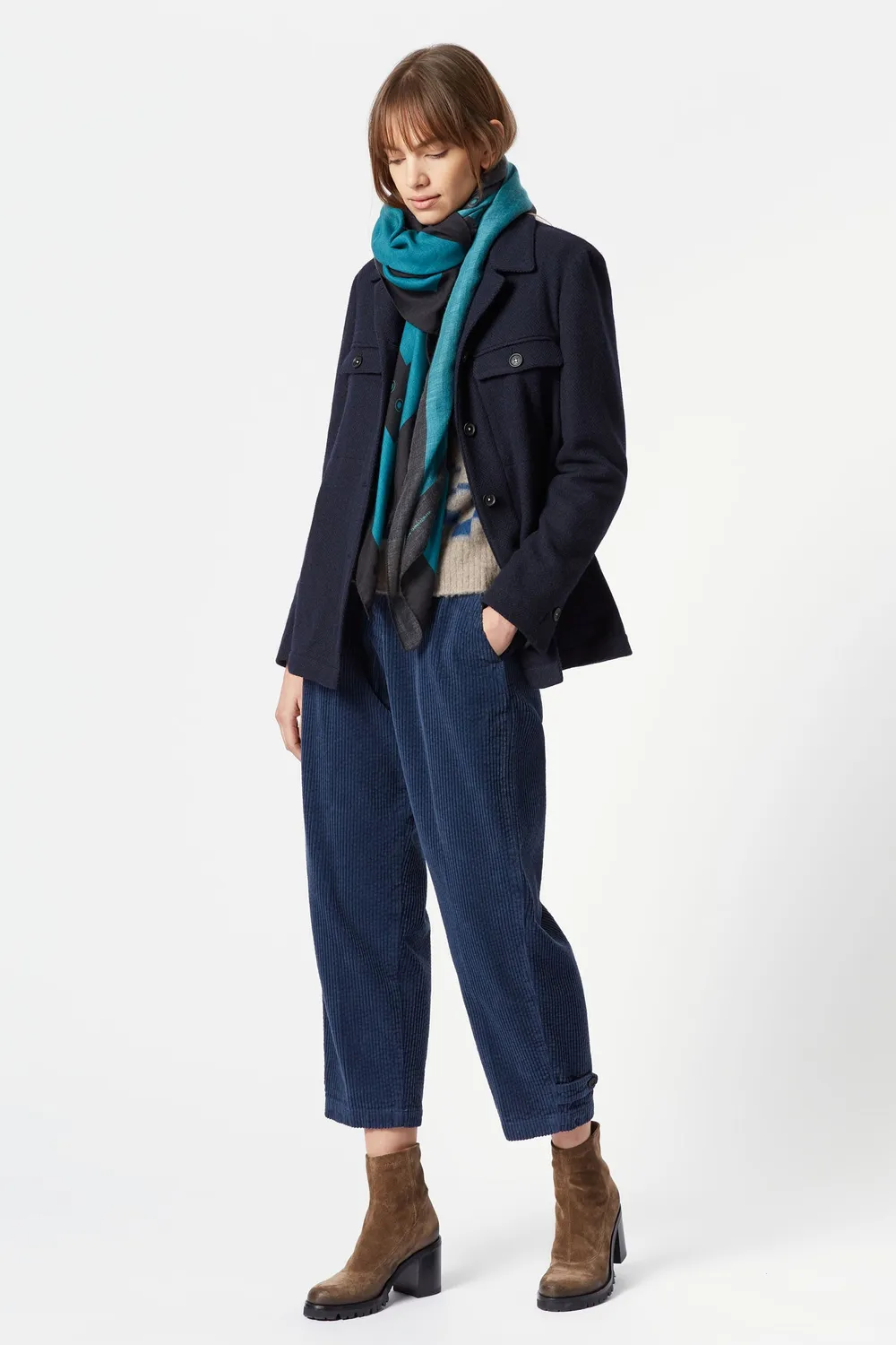 Massimo Alba Stole stola cashmere Teal 140x140 twill