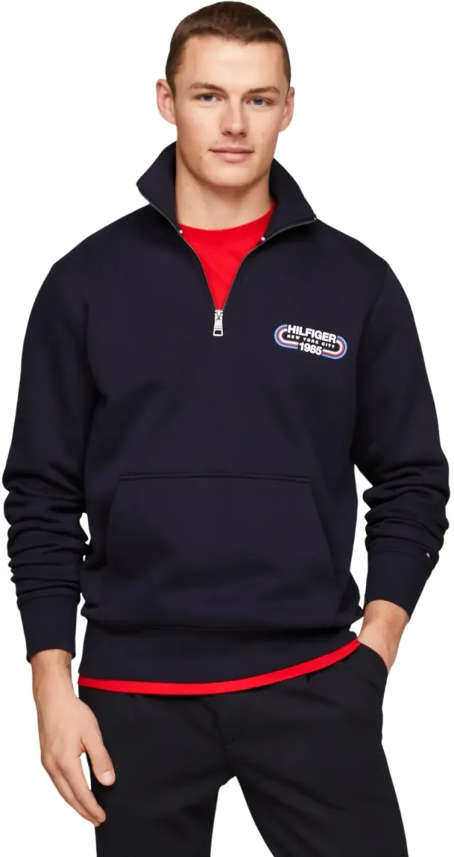 Tommy Hilfiger felpa uomo mezza zip con cerniera