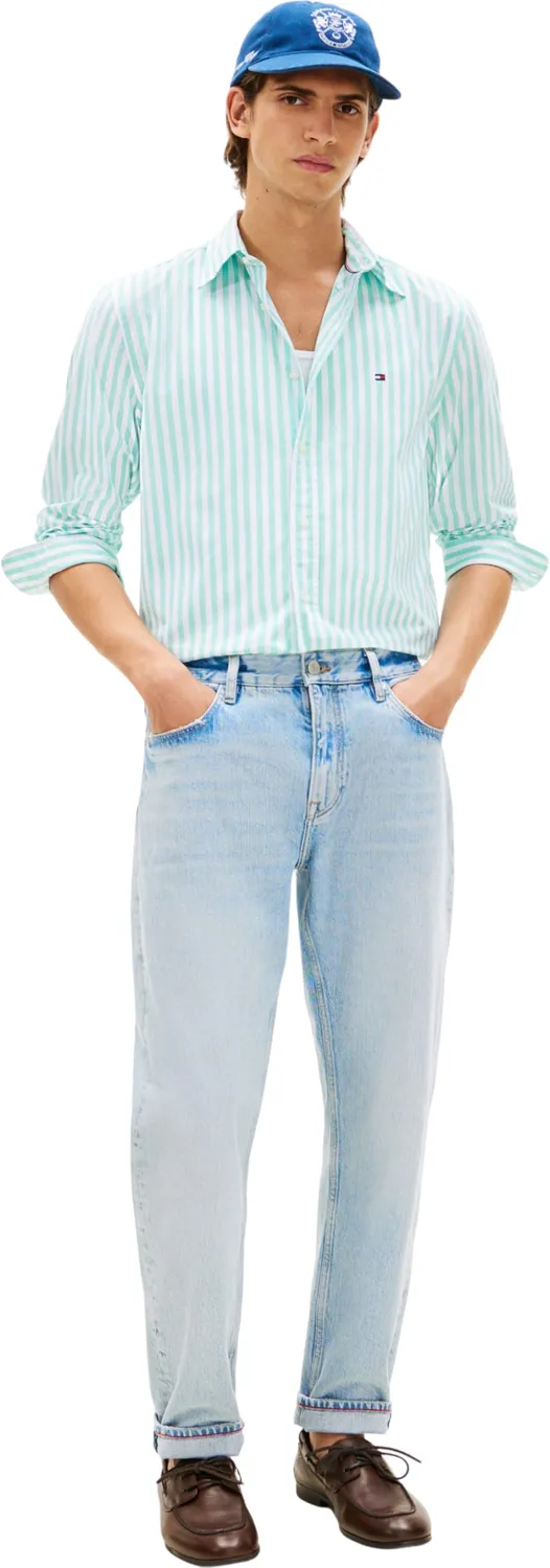 Tommy Hilfiger Flex Poplin MW0MW42440 Camicia Uomo L Riga Aqua