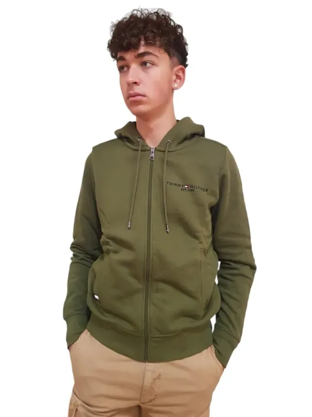 Tommy Hilfiger Logo Pelliccia giacca uomo verde pesante