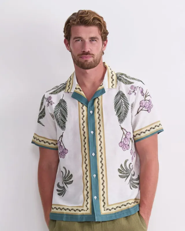 Sportscraft Hamlyn Resort camicia lino stampa