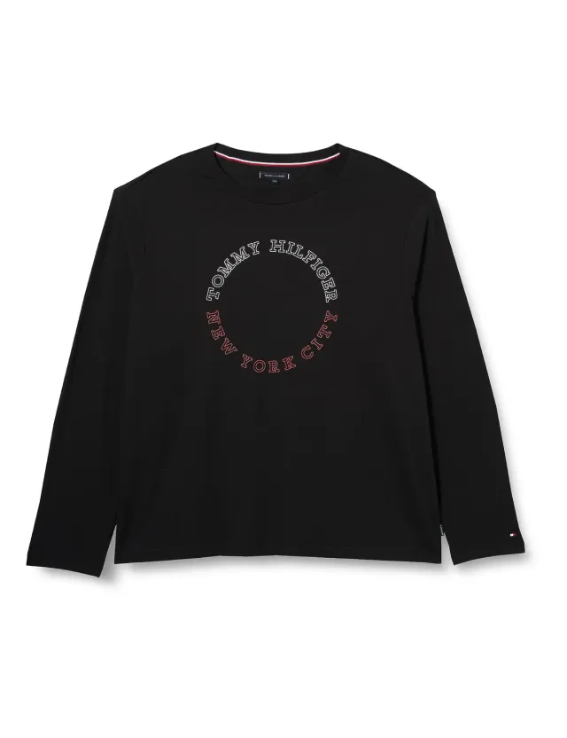 Tommy Hilfiger maglietta manica lunga uomo blu taglie forti cotone