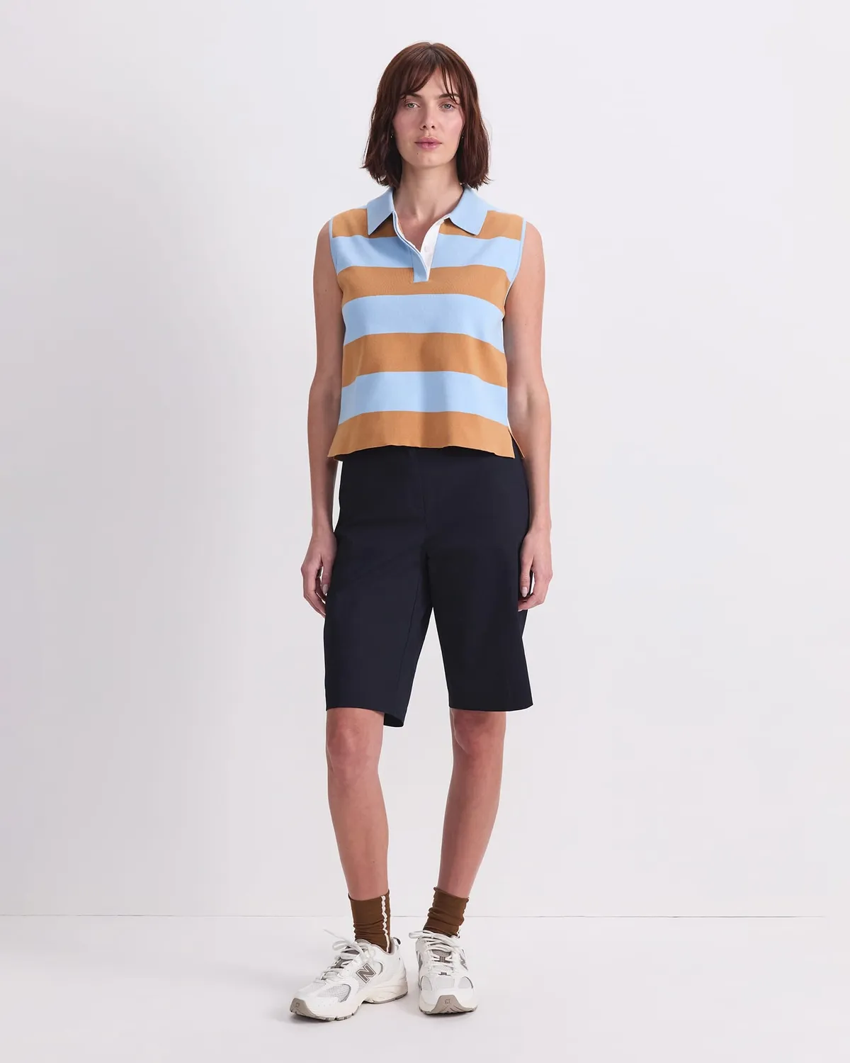 Sportscraft Knit Sleeveless Polo Tank top maglia scollo polo