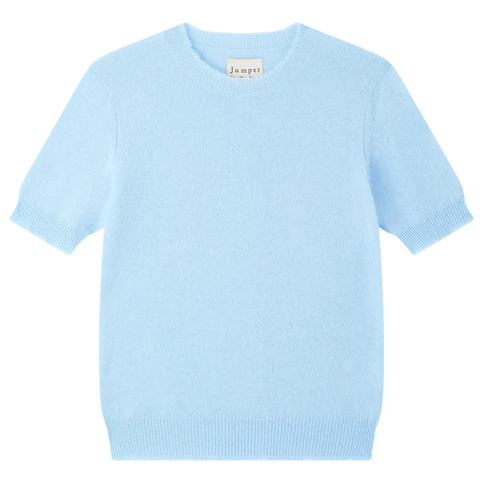Jumper 1234 Distressed T-Shirt maglia cashmere azzurra