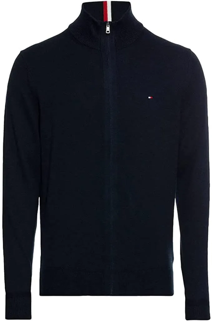 Tommy Hilfiger Essential Cotton Zip Thru pullover zip uomo nero