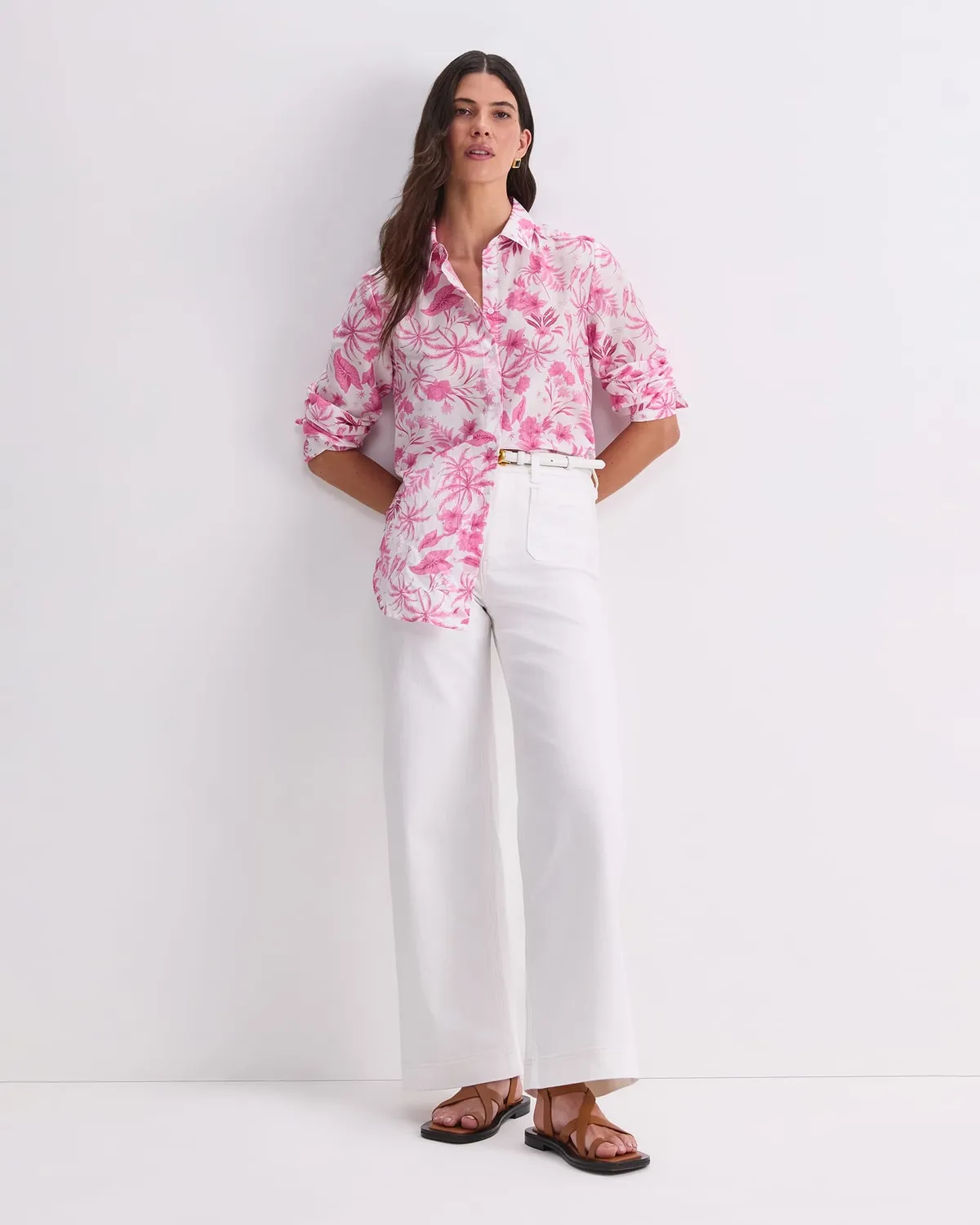 Sportscraft Cotton Silk Palm camicia donna stampa palme