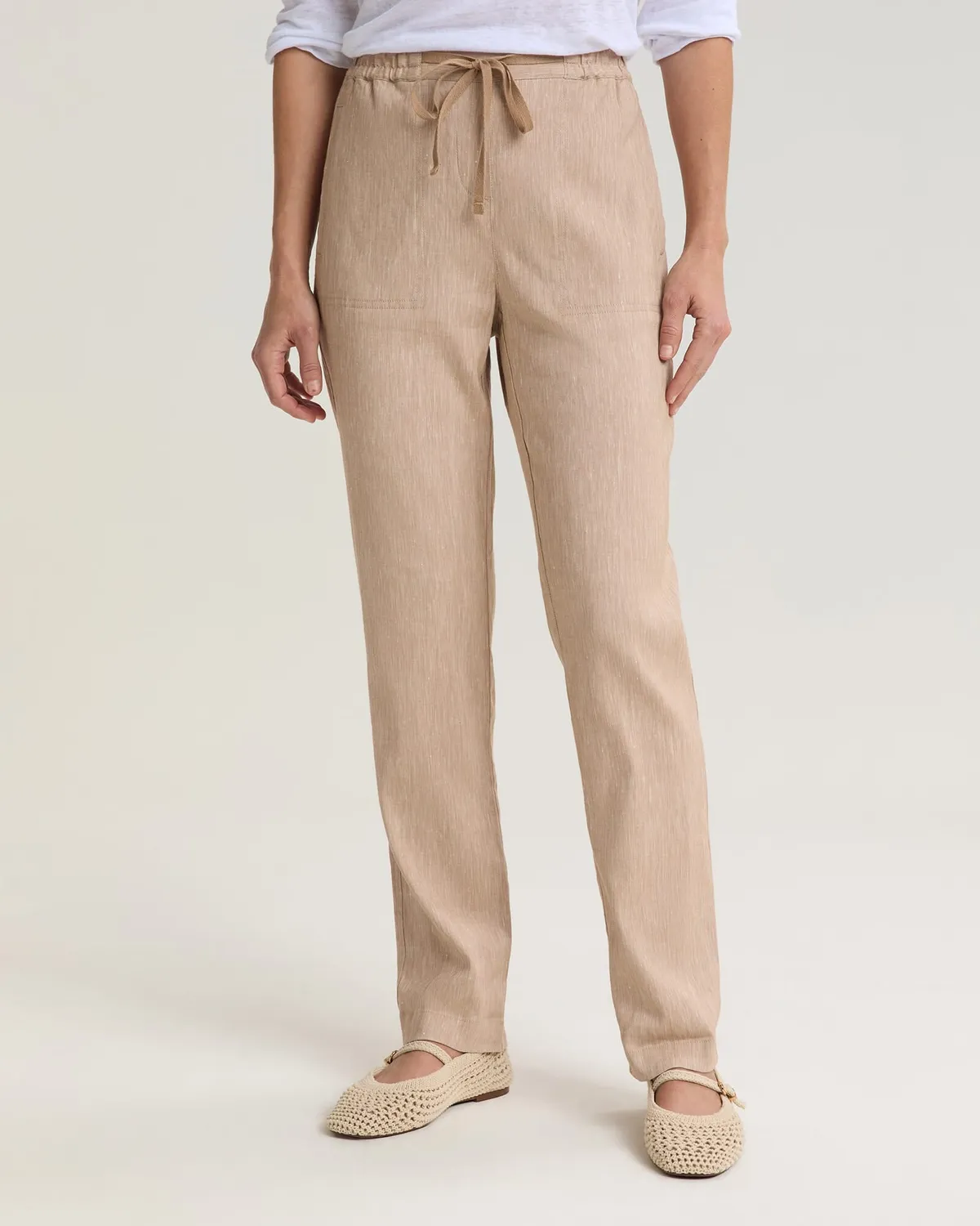 Sportscraft Rosa pantalone lino elasticizzato con coulisse