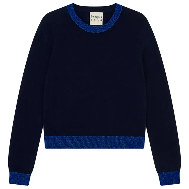 Jumper 1234 Cashmere Lurex Trim Crew maglione navy blu