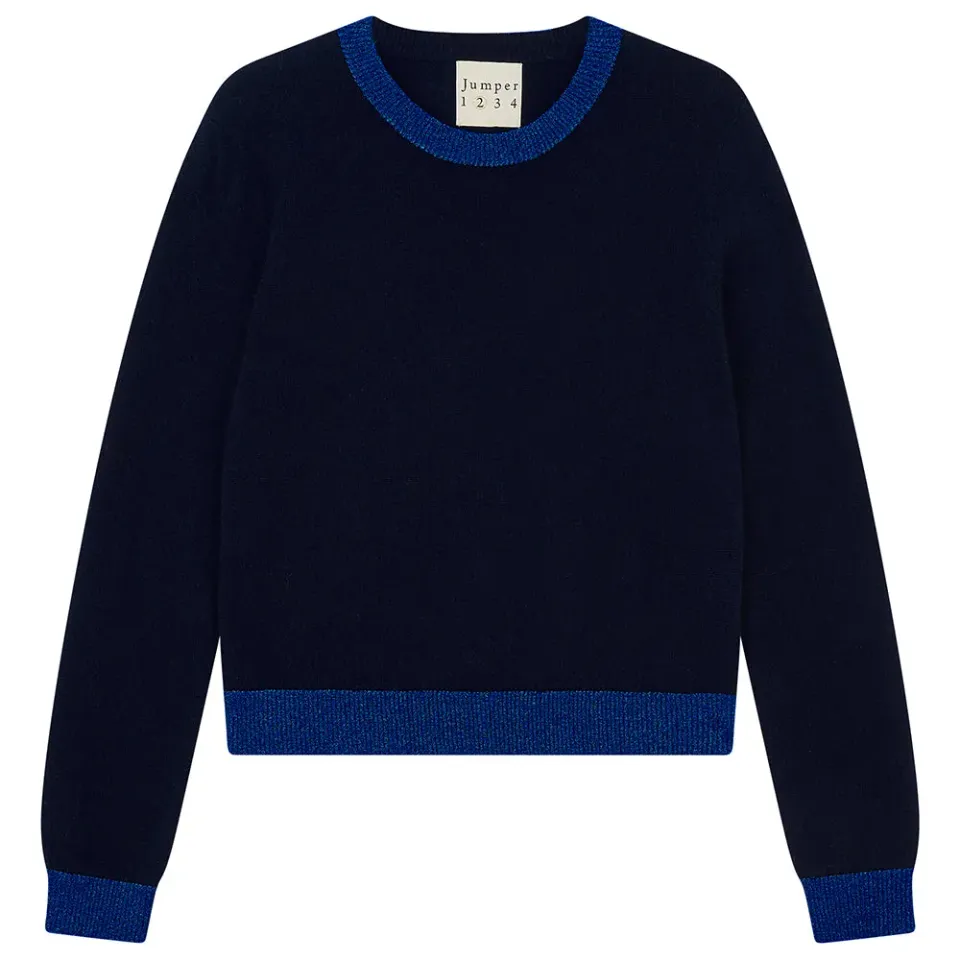 Jumper 1234 Cashmere Lurex Trim Crew maglione navy blu