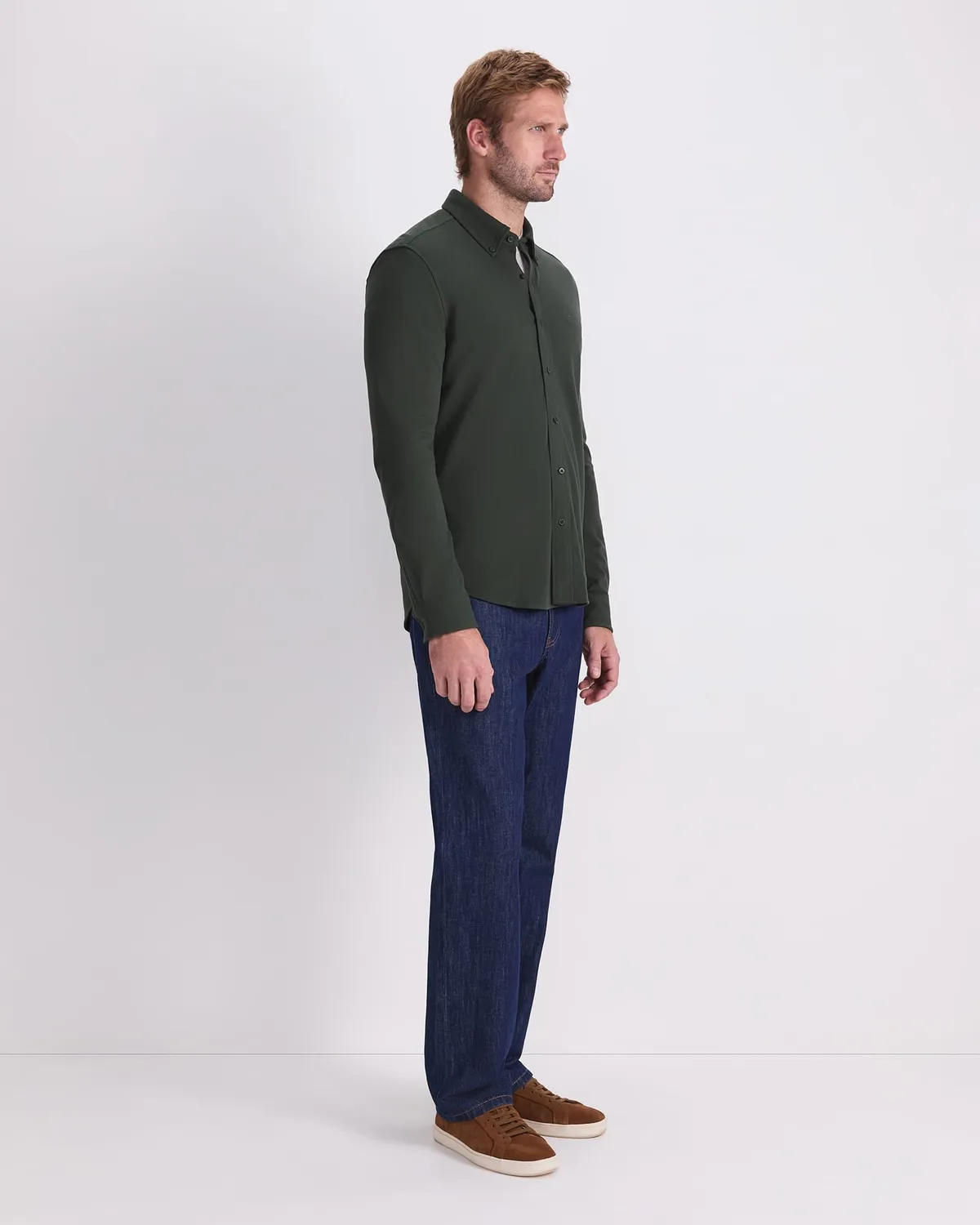 Sportscraft Pique camicia uomo cotone manica lunga