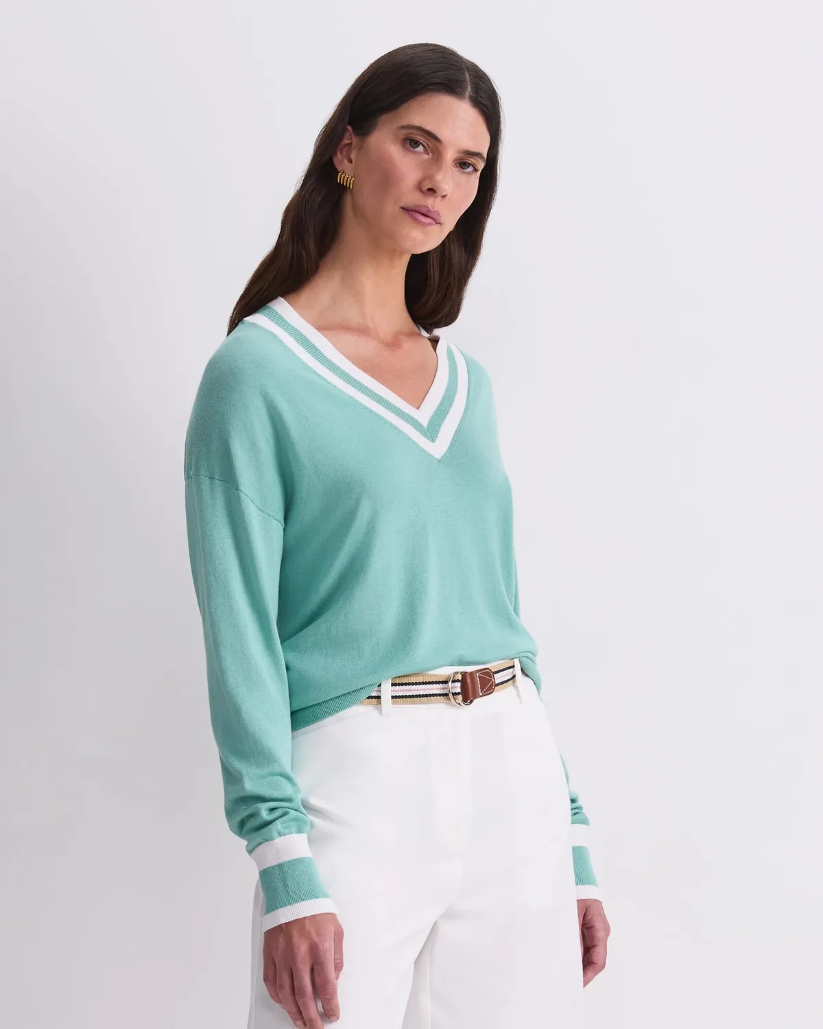 Sportscraft Alphine maglione seta scollo a V donna