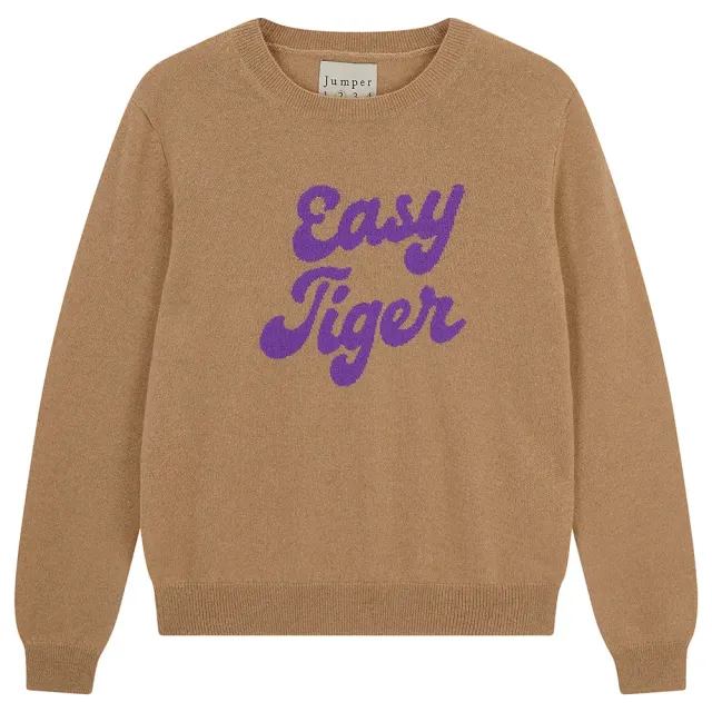 Jumper 1234 Easy Tiger maglione cashmere cammello viola