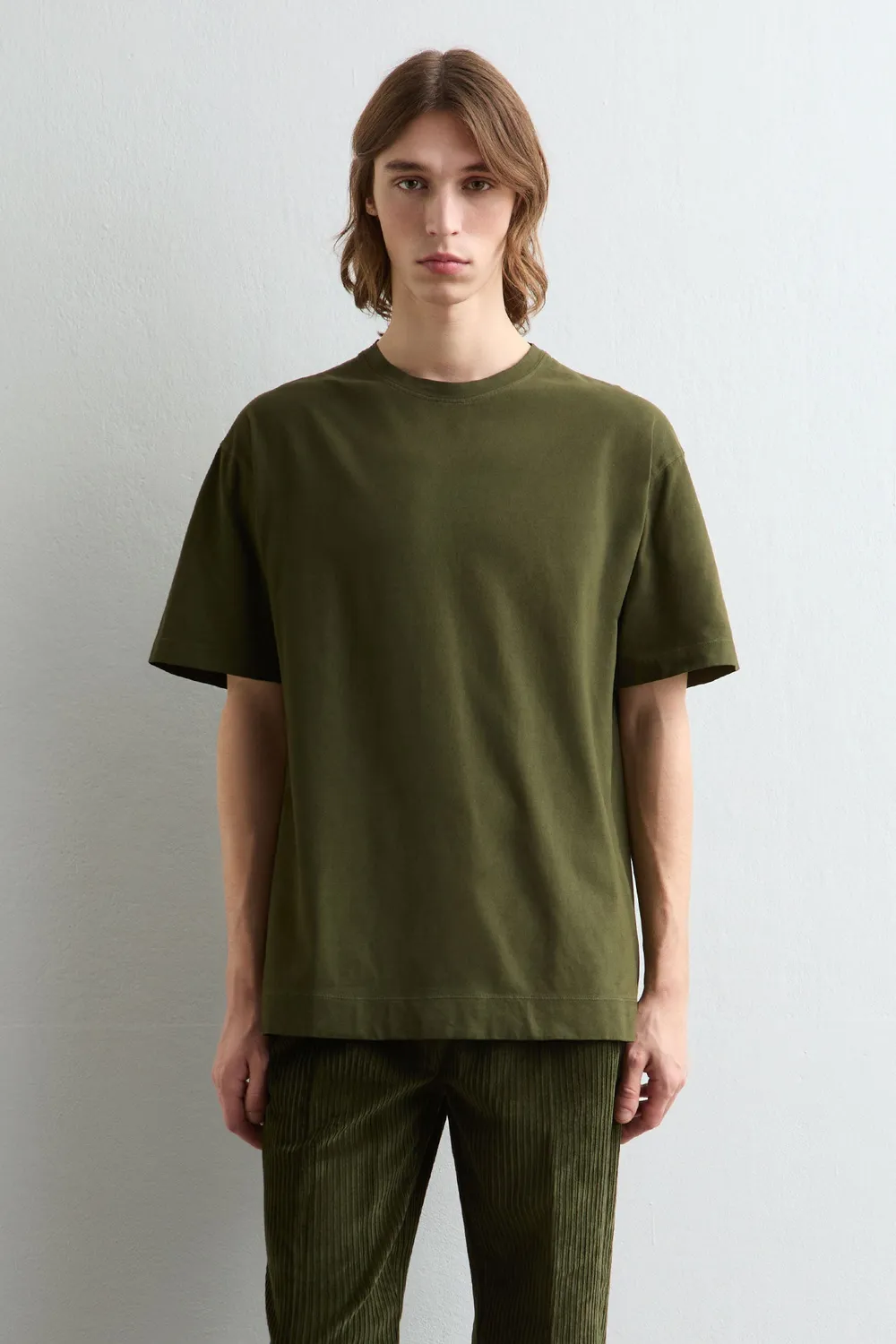 Massimo Alba NEVIS t-shirt cotone verde muschio
