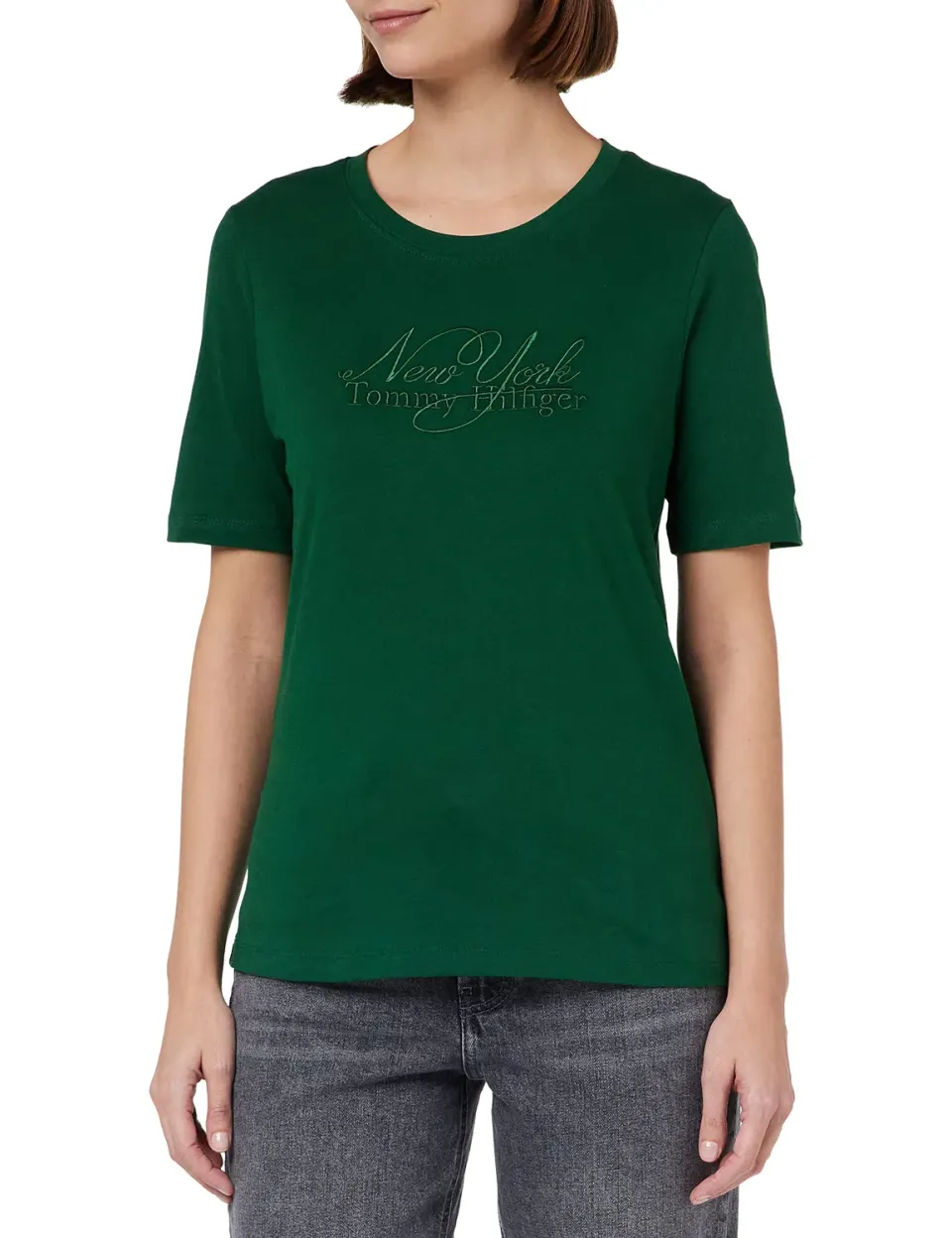 Tommy Hilfiger WW0WW37351 t-shirt donna in cotone spazzolato