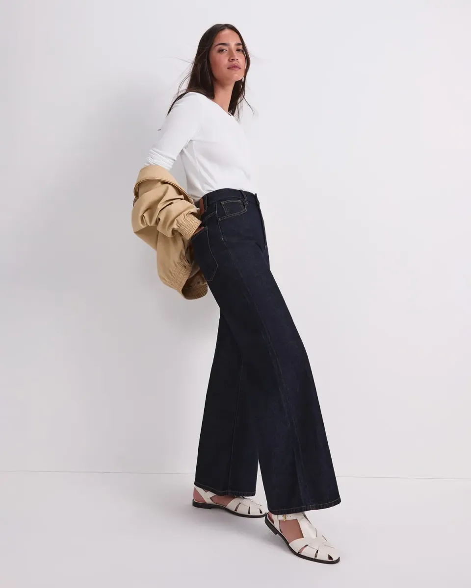 Sportscraft Simmi Wide Leg jeans bianchi gamba larga