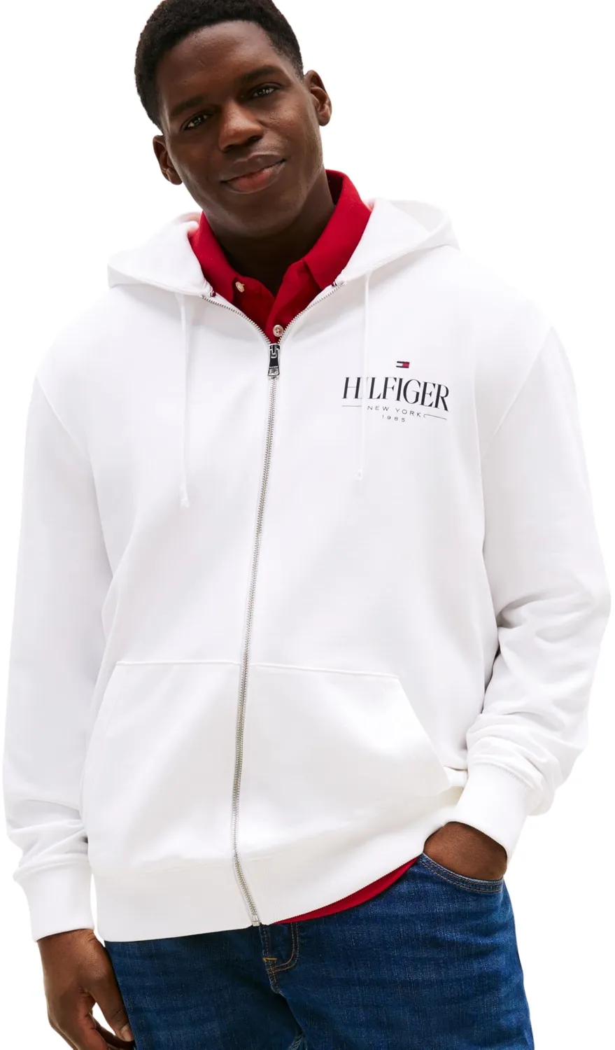 Tommy Hilfiger Stacked Felpa Uomo Zip XXL Blu Desert Sky