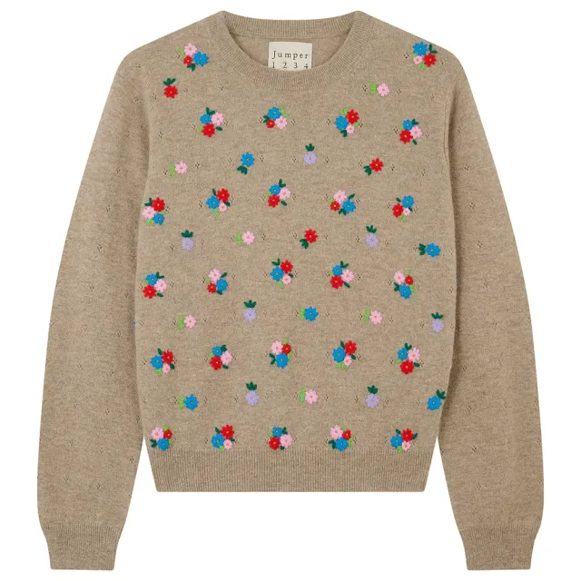 Jumper 1234 Floral Crew maglione lana cashmere marrone