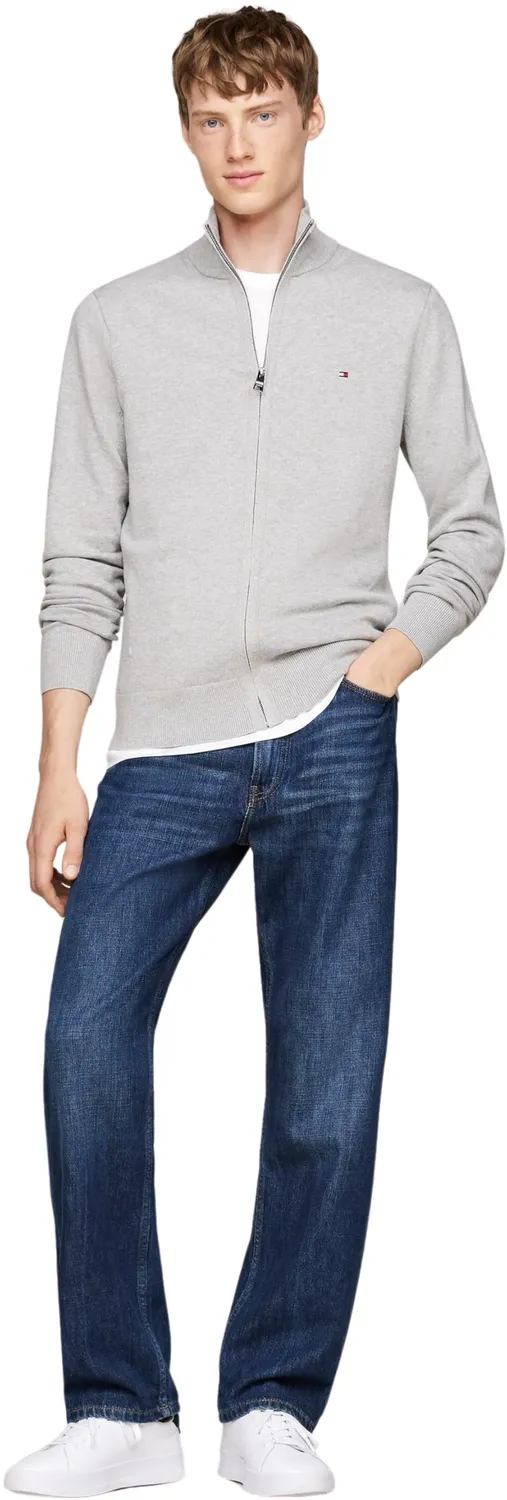 Tommy Hilfiger Essential Cotton Zip Thru pullover zip uomo nero