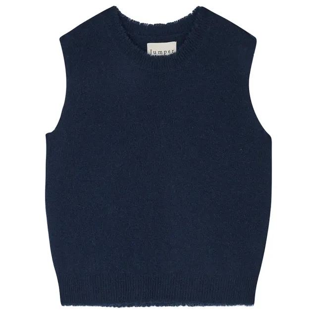 Jumper 1234 Distressed Tank canotta cashmere navy blu