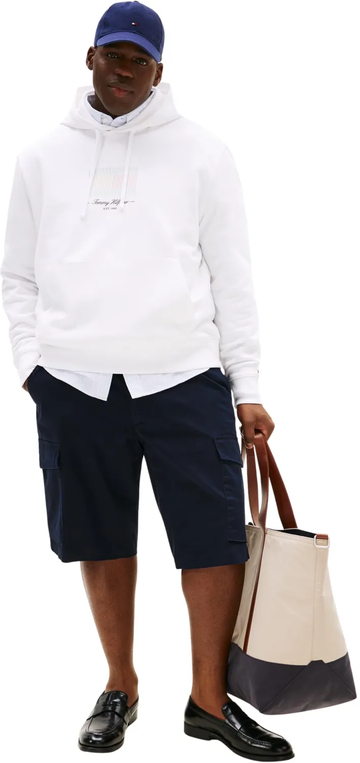 Tommy Hilfiger Ithaca felpa cappuccio uomo bianca taglie forti