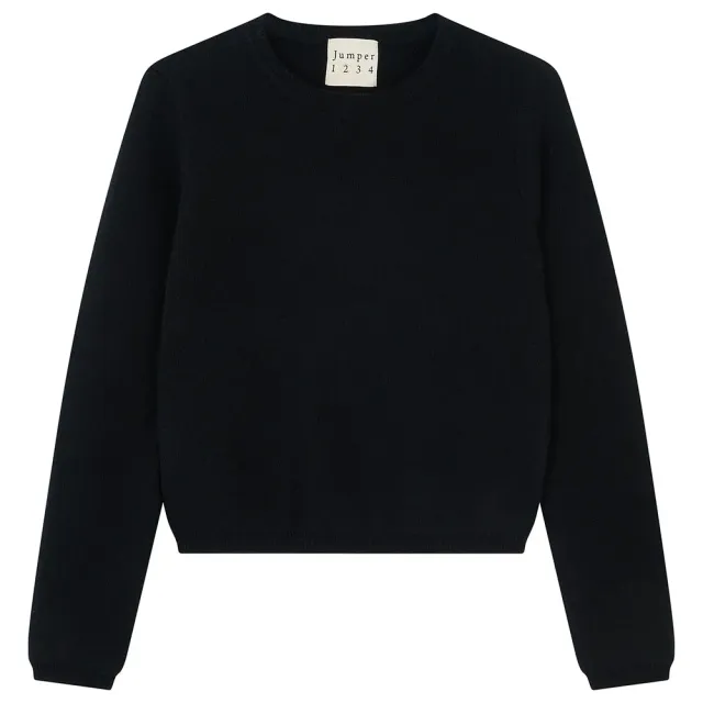 Jumper 1234 Cashmere Stretch Crew maglione nero elasticizzato