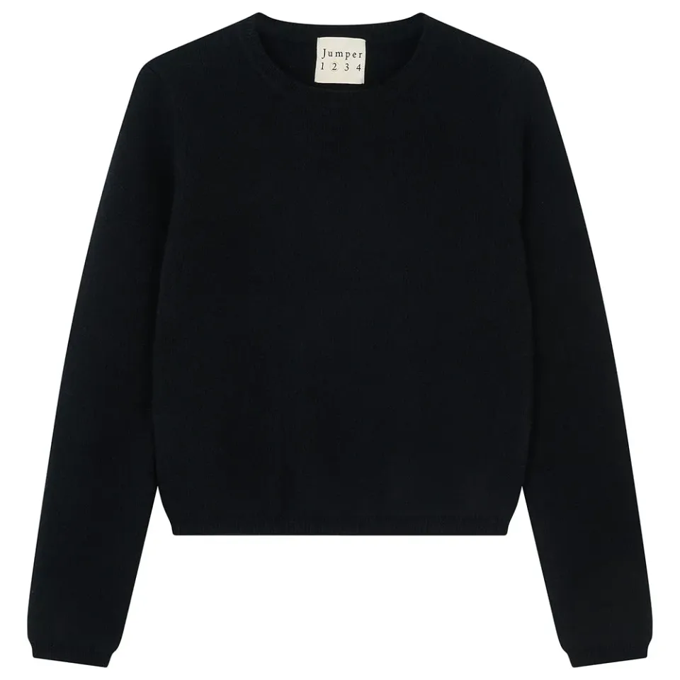 Jumper 1234 Cashmere Stretch Crew maglione nero elasticizzato