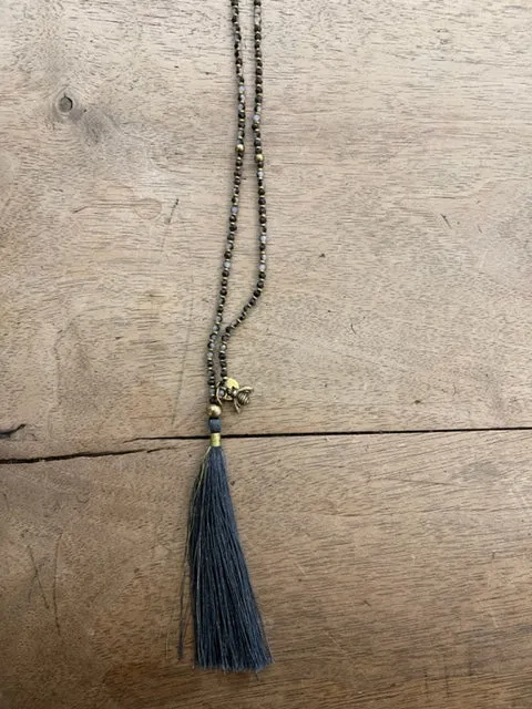 LOL Roma Mala collana vetro e seta nera taglia unica