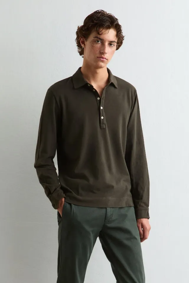 Massimo Alba Raya polo cotone chicory coffee