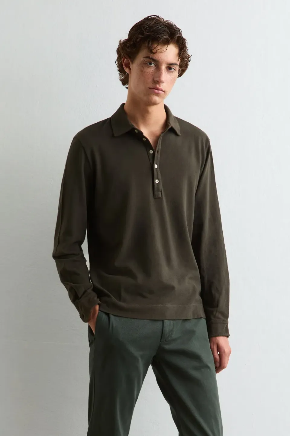 Massimo Alba Raya polo cotone chicory coffee