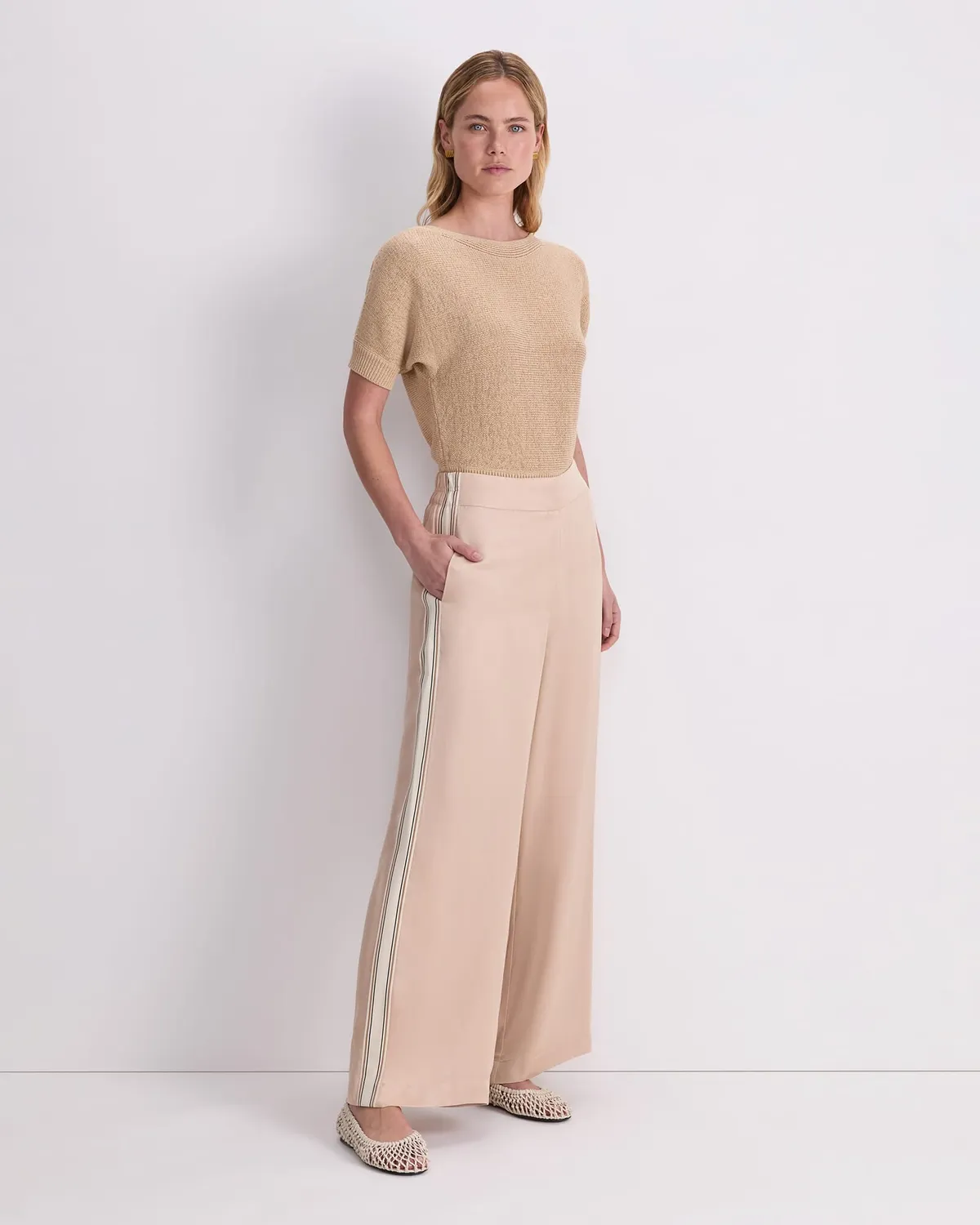 Sportscraft Yara Drape Stripe pantaloni palazzo viscosa
