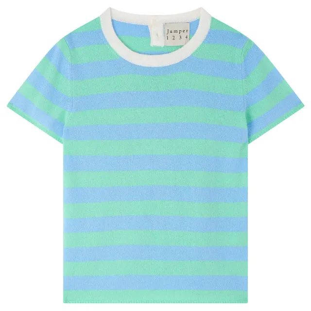 Jumper 1234 Stripe T-Shirt maglia righe blu verde maniche corte