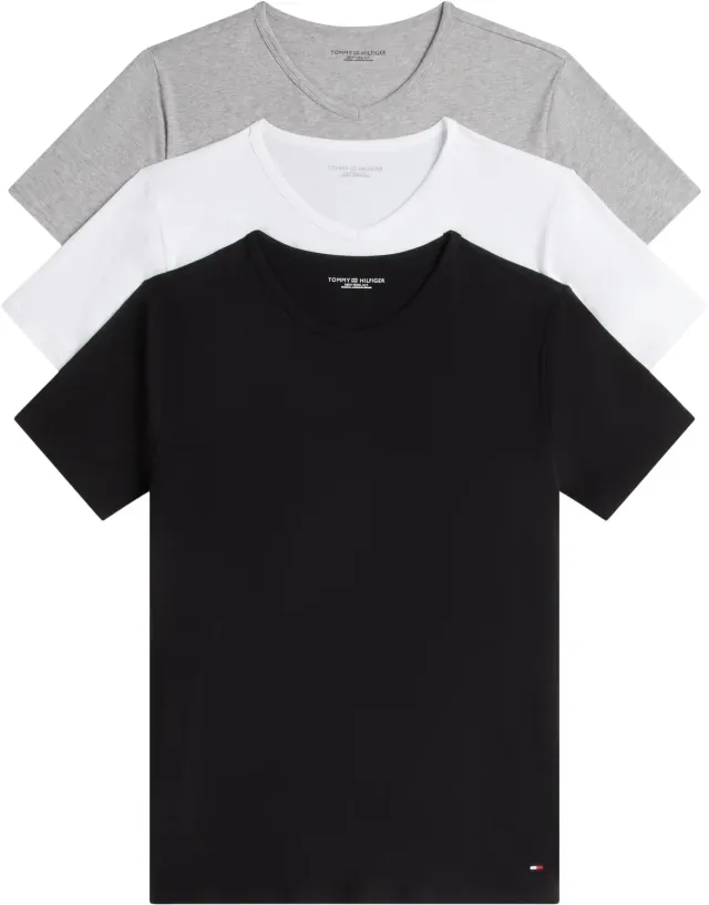 Tommy Hilfiger Stretch Scollo a V T-Shirt Uomo 3 Pezzi Nera