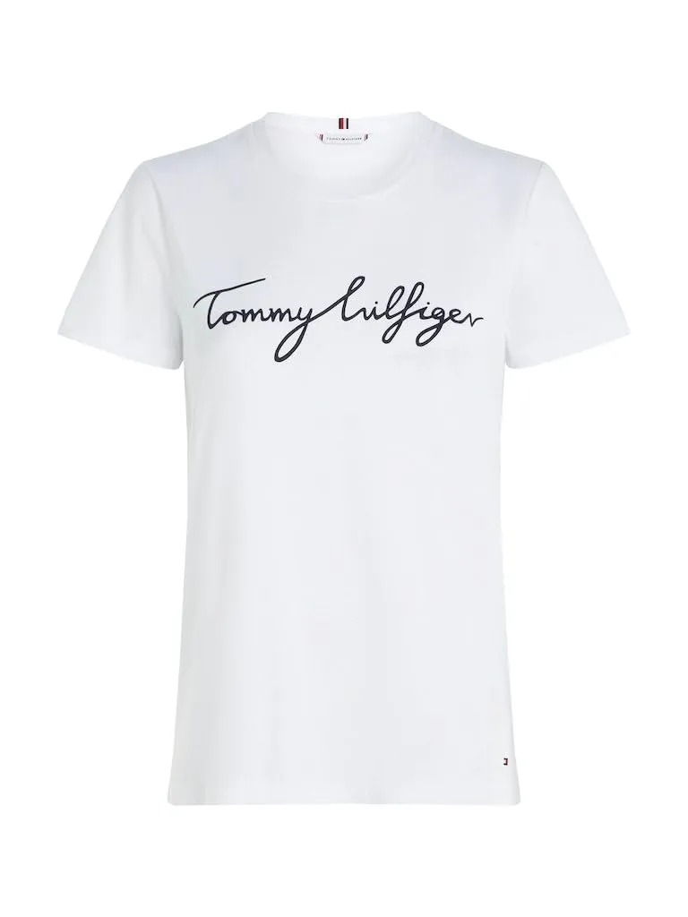 Tommy Hilfiger T-Shirt Donna Maniche Corte Rossa Scollo Rotondo