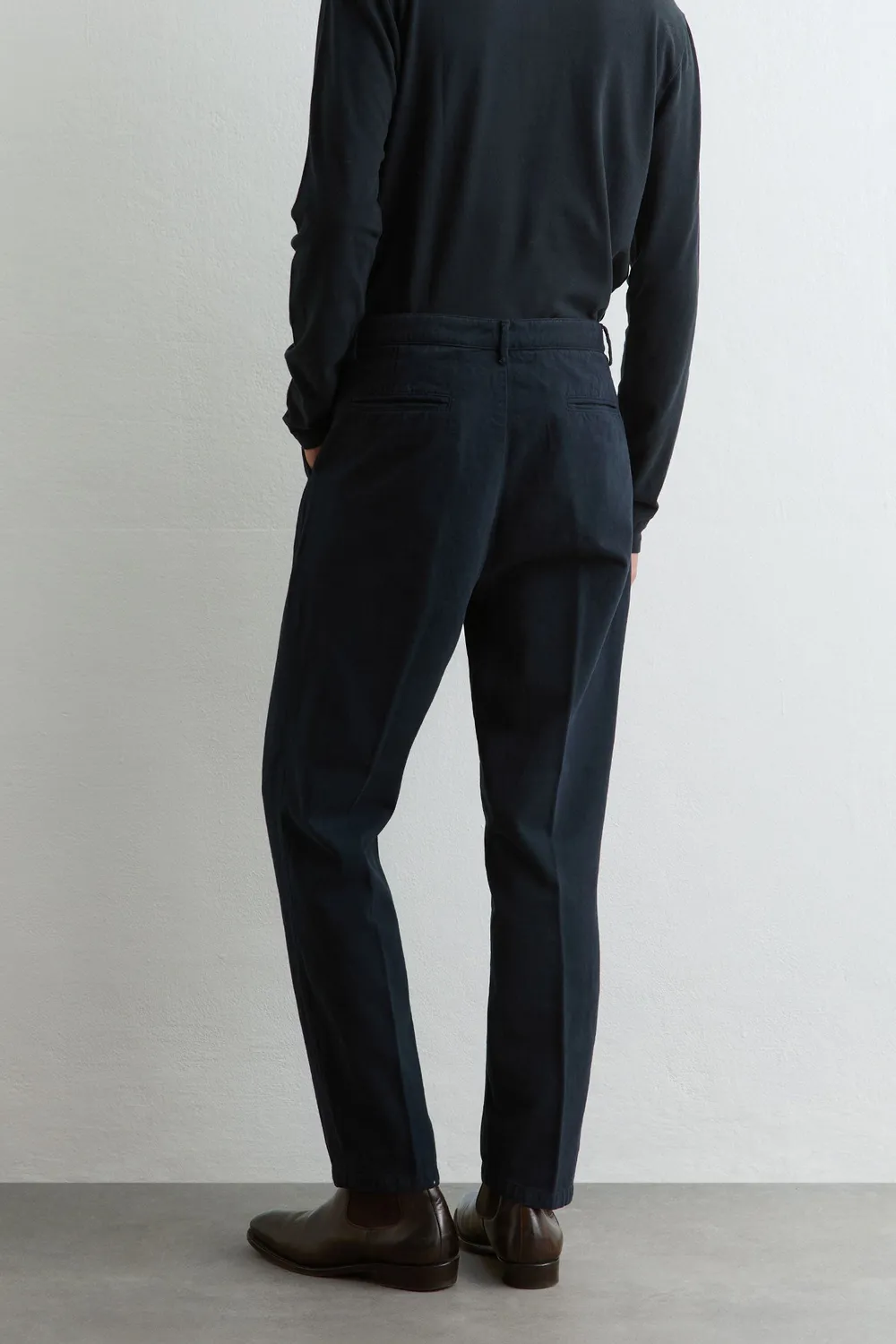 Massimo Alba Stan pantaloni uomo blu scuro doppia pince
