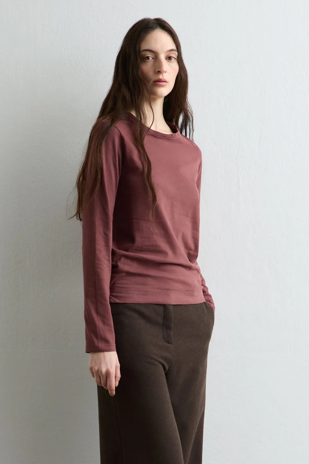 Massimo Alba Masa t-shirt donna rose brown slim cotone