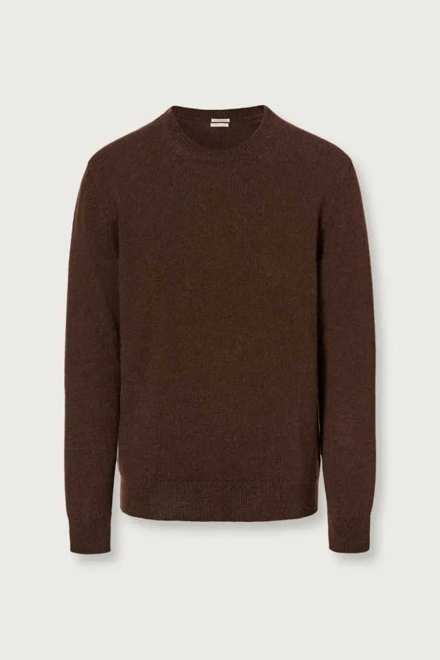 Massimo Alba Ares maglia girocollo marrone cashmere