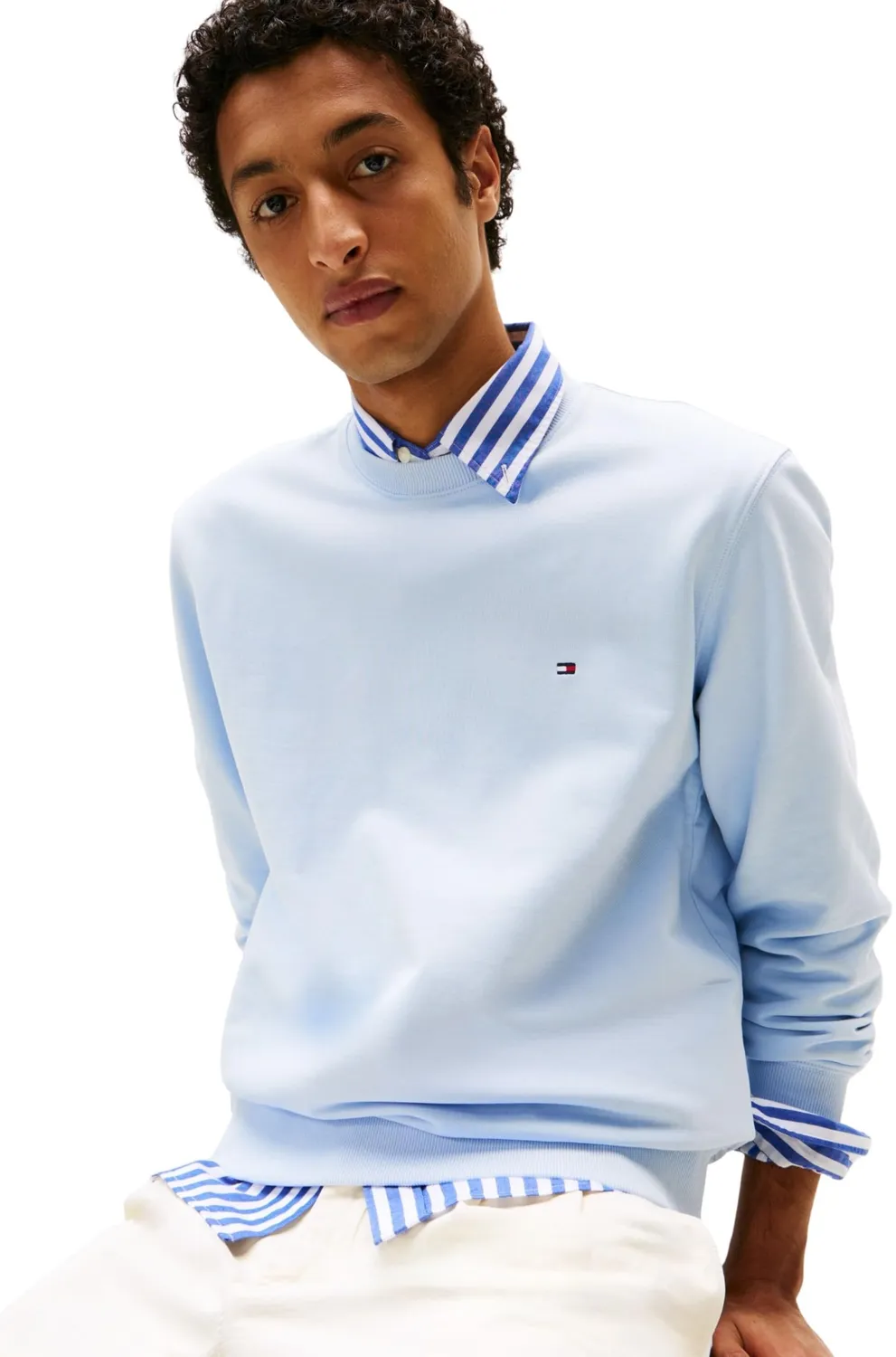 Tommy Hilfiger Felpa Pullover Uomo Breezy Blue girocollo