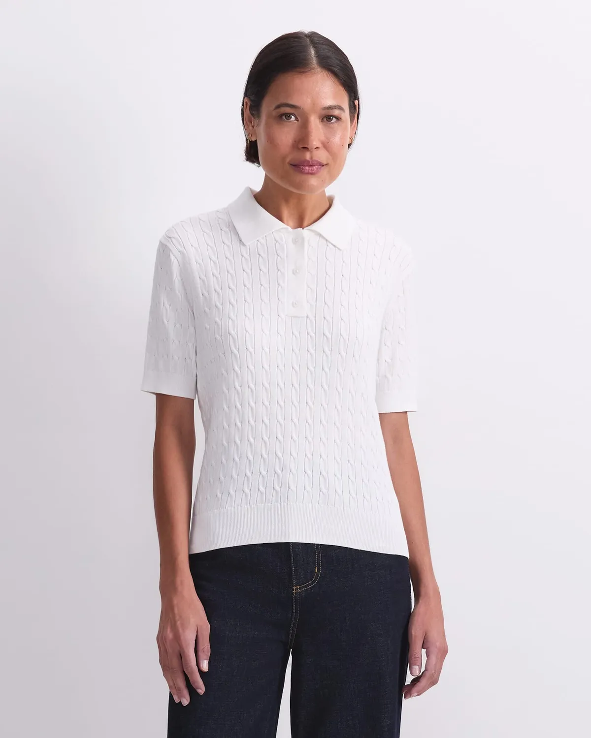 Sportscraft Chiffon Cotton Cable Polo donna in cotone
