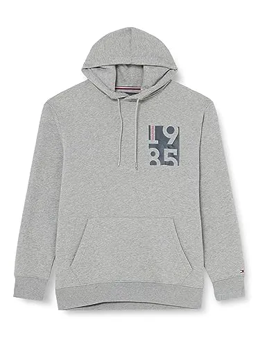 Tommy Hilfiger felpa cappuccio uomo grigia taglie forti cotone