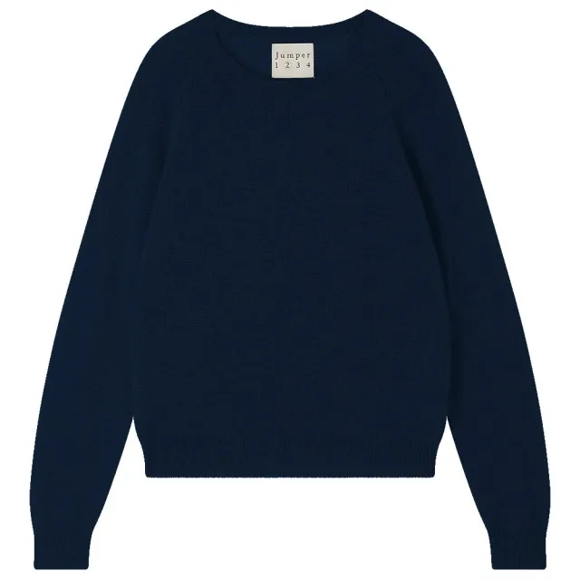 Jumper 1234 Cashmere Crop Crew maglione navy corto