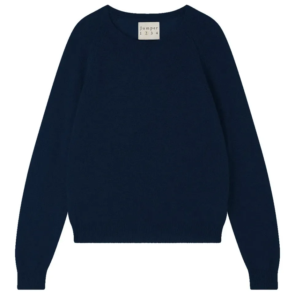 Jumper 1234 Cashmere Crop Crew maglione navy corto