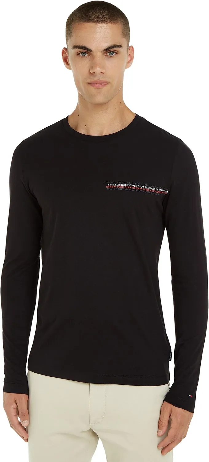 Tommy Hilfiger Monotype MW0MW32621 Maglietta Maniche Lunghe Bianca Cotone