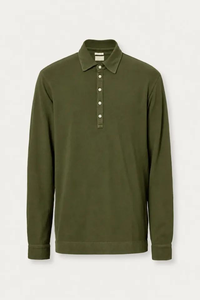 Massimo Alba Raya polo manica lunga moss green cotone