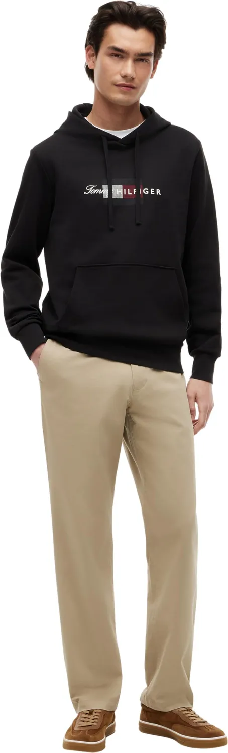 Tommy Hilfiger Script Flag Hoodie felpa nera uomo