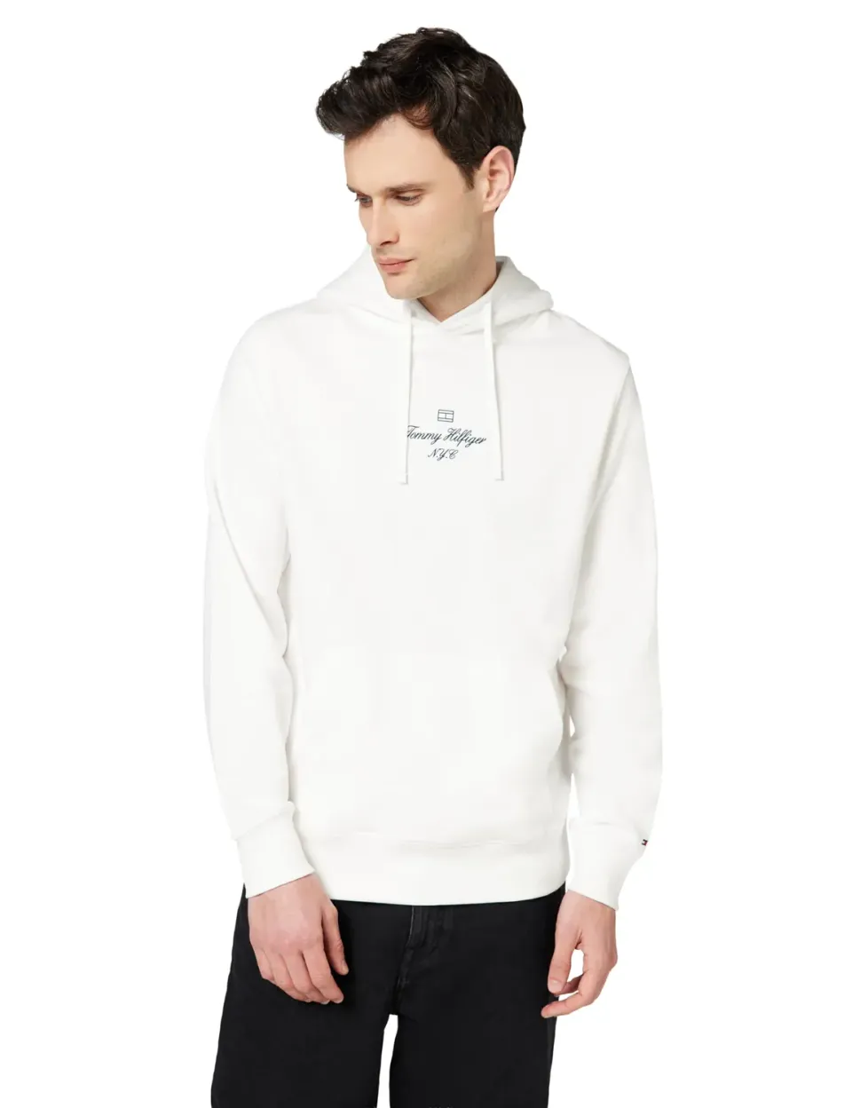 Tommy Hilfiger Outline Flag Script felpa cappuccio bianca L