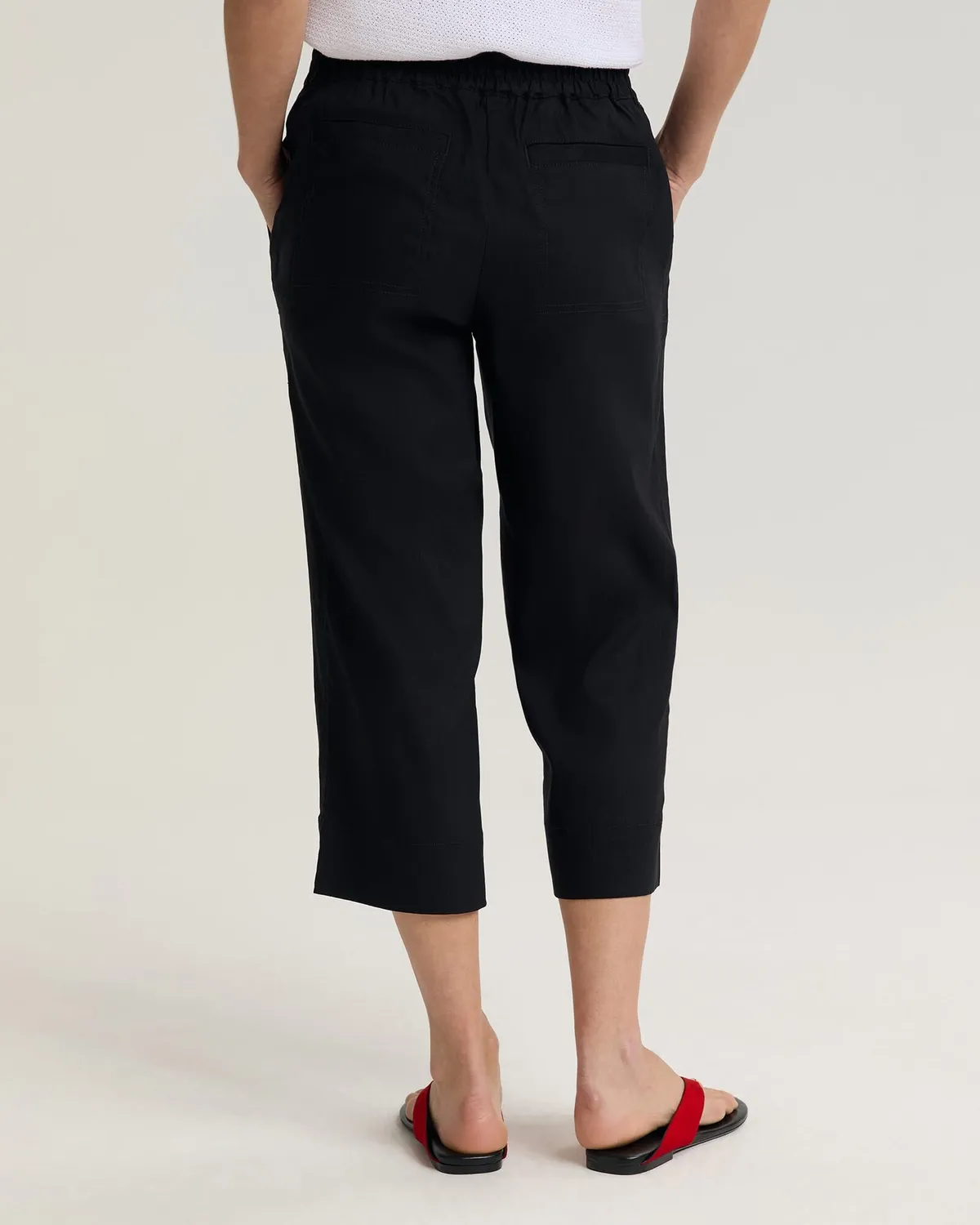 Sportscraft Rosa pantaloni lino cropped elasticizzati