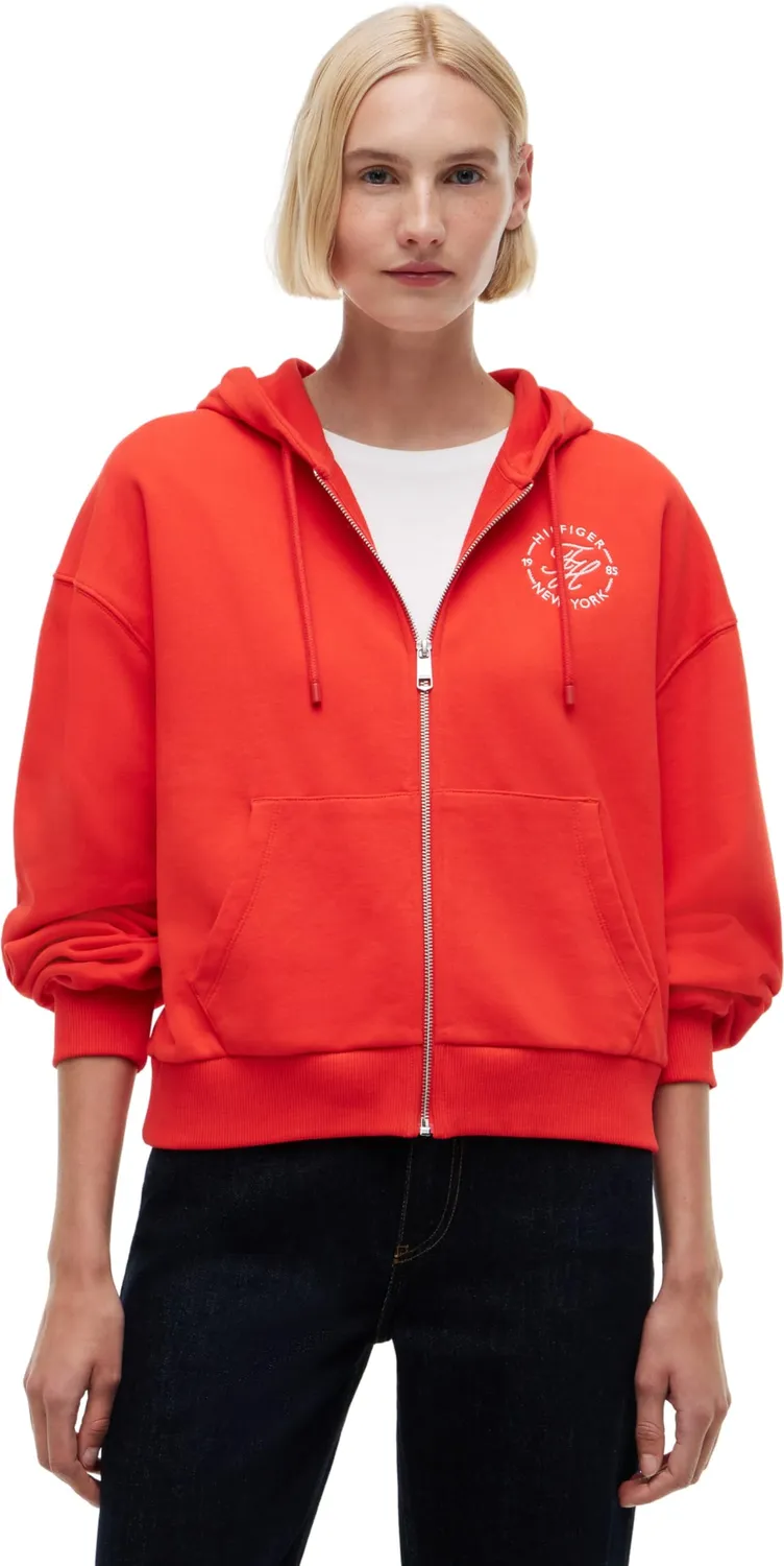 Tommy Hilfiger Roundal WW0WW50938 felpa donna XL zip blu