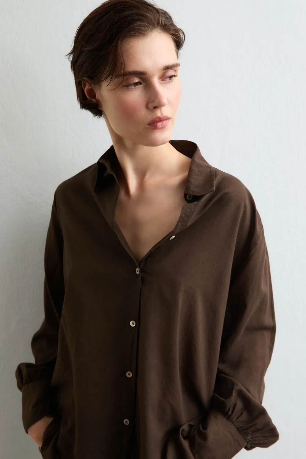Massimo Alba Anna Camicia Donna Chicory Coffee Cashmere