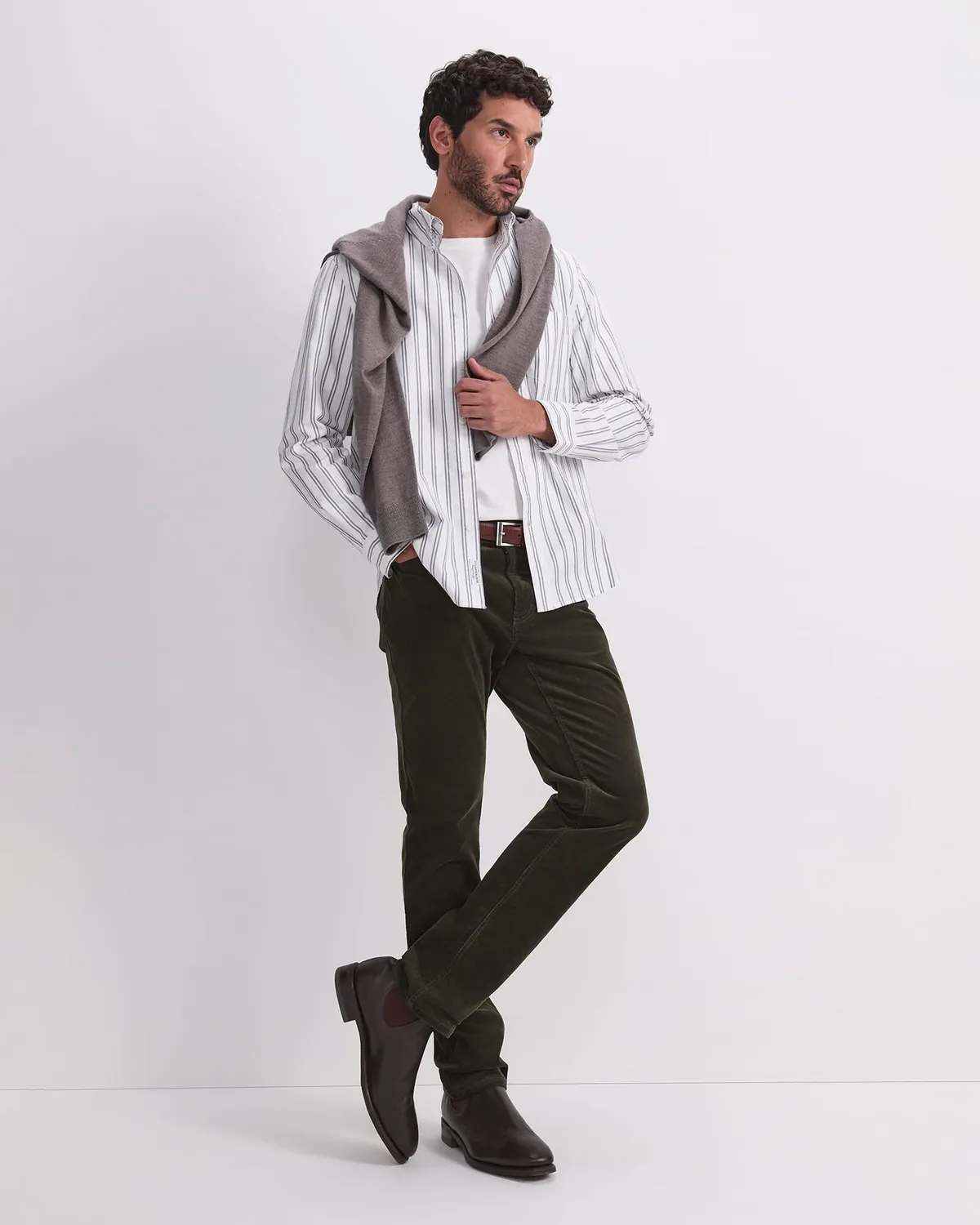 Sportscraft Oxford camicia riga manica lunga cotone